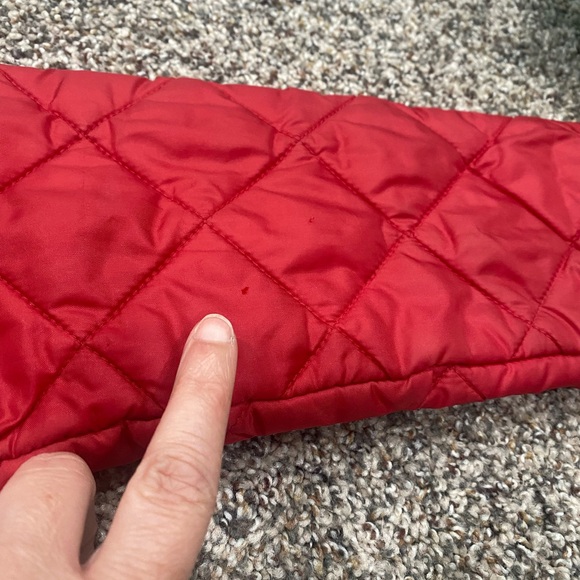 United Colors Of Benetton Red Quilted Kids Puffer Jacket corduroy details sz 7/8 - Picture 9 of 13